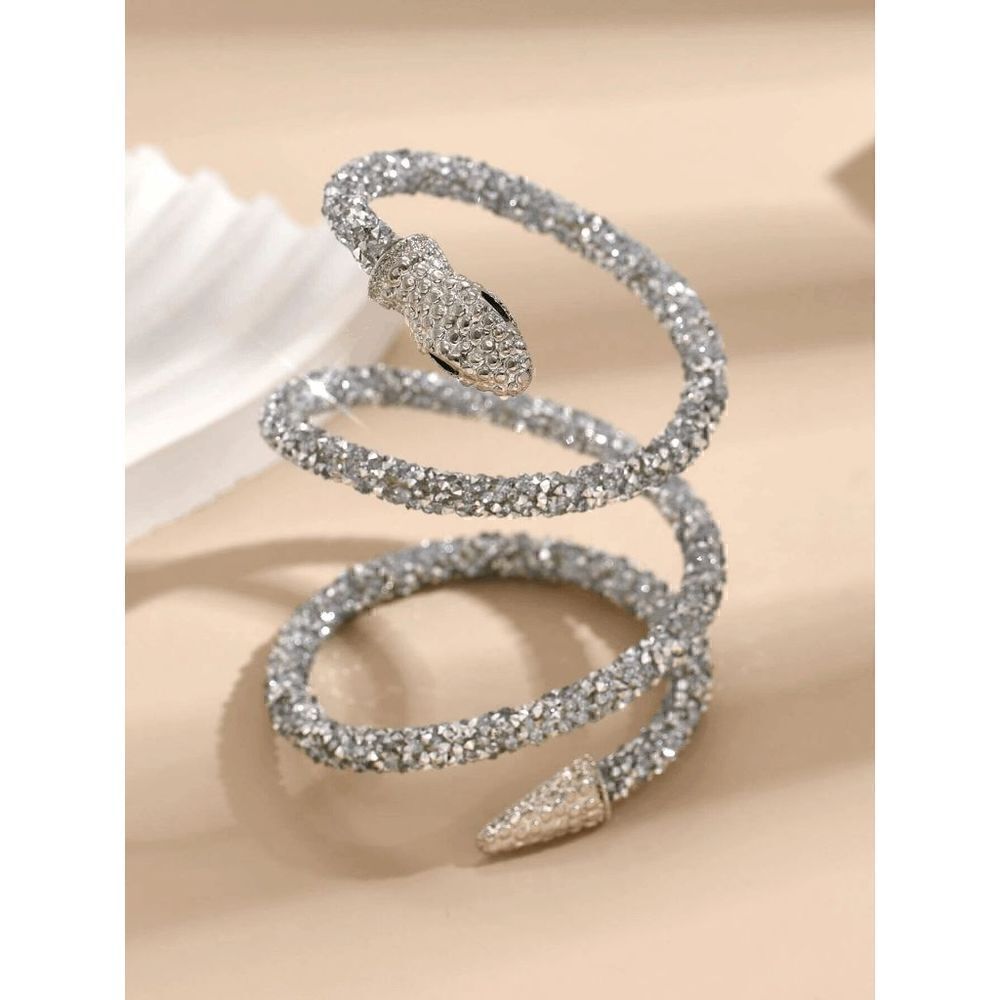 ✨💎🐍 Snake Rhinestone Bendable Design Blingy Statement Open Choker Necklace NEW - Picture 12 of 17